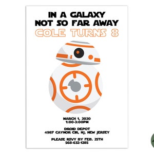 Star Wars SELF EDITABLE PDF, Template, Star Wars, Dark Side, Birthday Party, Printable Birthday Party Invite, Instant Download, BB8