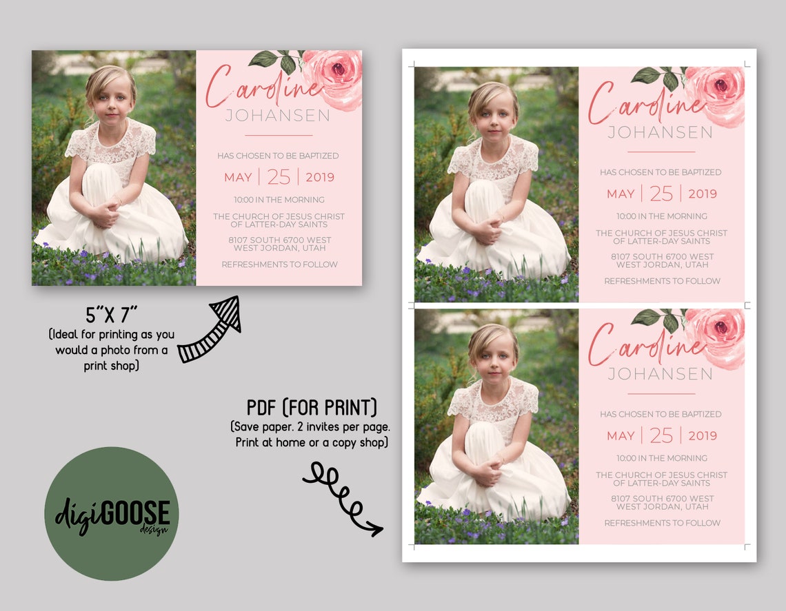 EDITABLE LDS Baptism Invitation Template Printable Baptism - Etsy