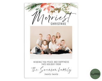 EDITABLE // TEMPLATE // Christmas Card Template // Merriest Christmas Card Template // Holiday Card Templates // Fully editable