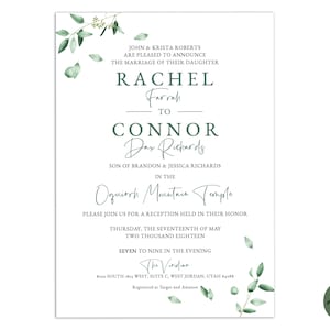 EDITABLE, DIY, Greenery Wedding Invitation TEMPLATE, Invitations Printable, Wedding Invite, Eucalyptus Wedding Invitation, Instant Download