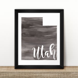 CLEARANCE // UTAH state MAP // Watercolor art print // Travel // Wall Art // Utah painting // Us state map print // Home Decor // brush