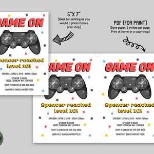EDITABLE, Video Game Invitation TEMPLATE, Printable Video Game Birthday ...