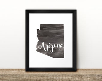 CLEARANCE // ARIZONA state map // Watercolor art print // Poster// Wall Art // Arizona painting // US state map print // Home Decor // brush