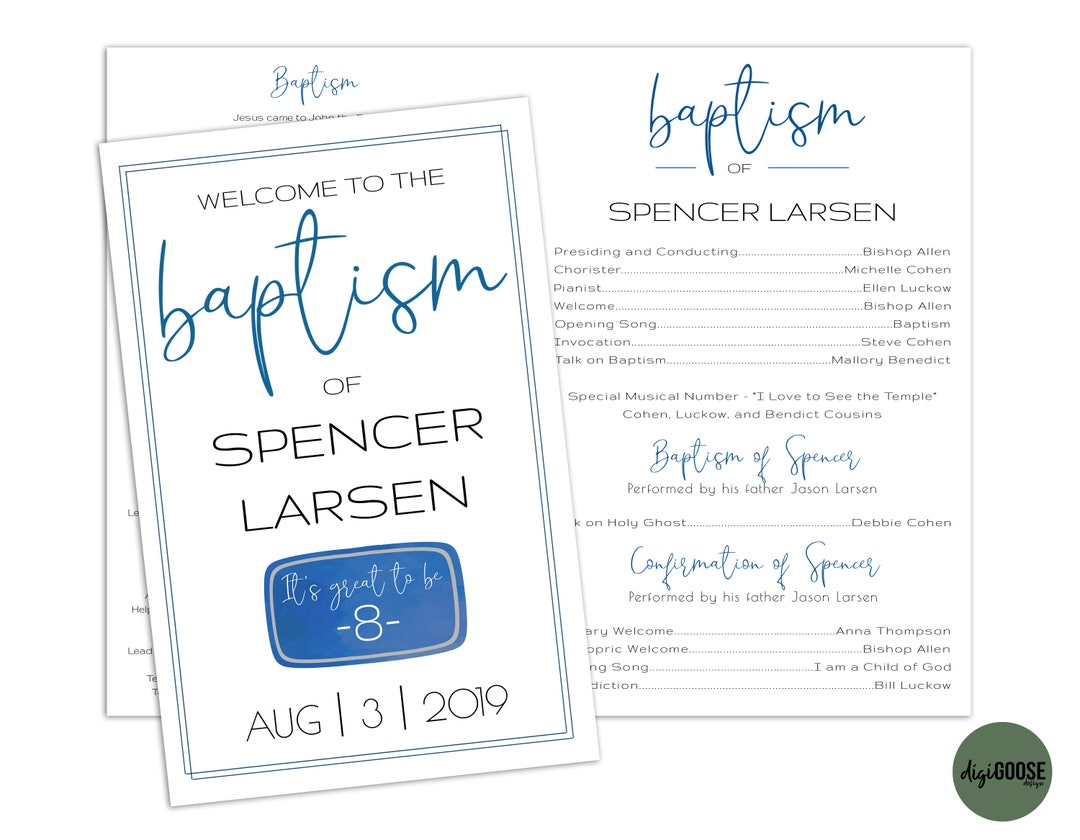 EDITABLE, Lds Baptism Program Template, Printable Baptism Program, Lds