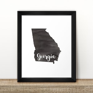 CLEARANCE // GEORGIA state map // Watercolor art print // Poster// Wall Art // Georgia painting // US state map print // Home Decor // brush