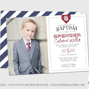 SAME DAY // LDS Baptism Invitation // Lds Boy Baptism Invitations // Baptism Announcement // Great to be eight // Boys Baptism Invitations