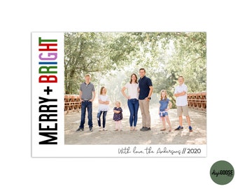 EDITABLE // TEMPLATE // Christmas Card Template // Merry Bright Christmas Card Template // Holiday Card Templates // Fully editable