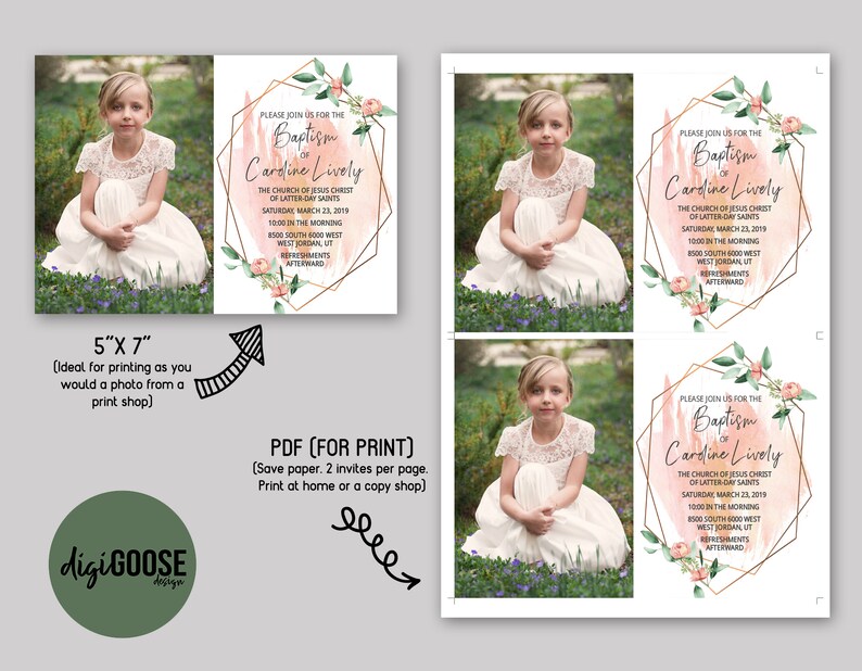 EDITABLE LDS Baptism Invitation Template Printable Baptism - Etsy