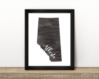 CLEARANCE // ALBERTA Province Map // Watercolor art print // Poster // Wall Art // Alberta painting // Canada map print // State Prints
