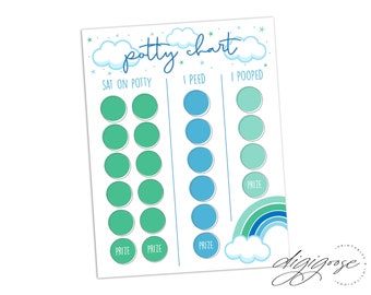 SALE! Instant Download. PRINTABLE Potty Chart, Kids Potty training chart, Rainbow, Toddler chart, Potty train, sticker chart