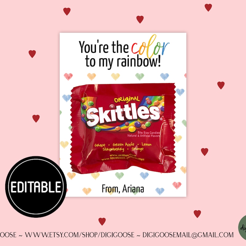 Valentines Skittle Card - Etsy