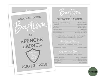 EDITABLE, LDS Baptism Program Template, Printable Baptism Program, Lds boy baptism, Lds baptism, DIY, Editable Template, Neutral, Gray