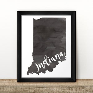 CLEARANCE // INDIANA state map // Watercolor art print // Poster // Travel // Wall Art // State painting // US state map print // Home Decor
