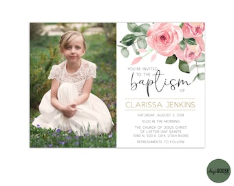 EDITABLE, LDS Baptism Invitation Template, Printable Baptism Announcement, Lds girl baptism, Lds baptism, DIY, Instant Download, Christening