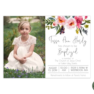 EDITABLE, LDS Baptism Invitation Template, Printable Baptism Announcement, Lds girl baptism, Lds baptism, DIY, Instant Download, Christening