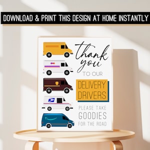 INSTANT / Delivery driver thank you sign / Take a treat / 8x10 delivery driver snack sign / delivery driver mail sign / digital download