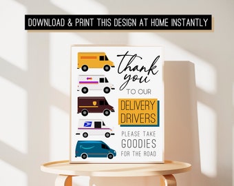 INSTANT / Delivery driver thank you sign / Take a treat / 8x10 delivery driver snack sign / delivery driver mail sign / digital download