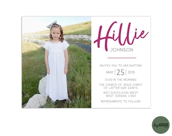 EDITABLE, LDS Baptism Invitation Template, Printable Baptism Announcement, Lds girl baptism, Lds baptism, DIY, Instant Download, Christening
