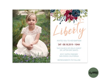 EDITABLE, LDS Baptism Invitation Template, Printable Baptism Announcement, Lds girl baptism, Lds baptism, DIY, Instant Download, Christening