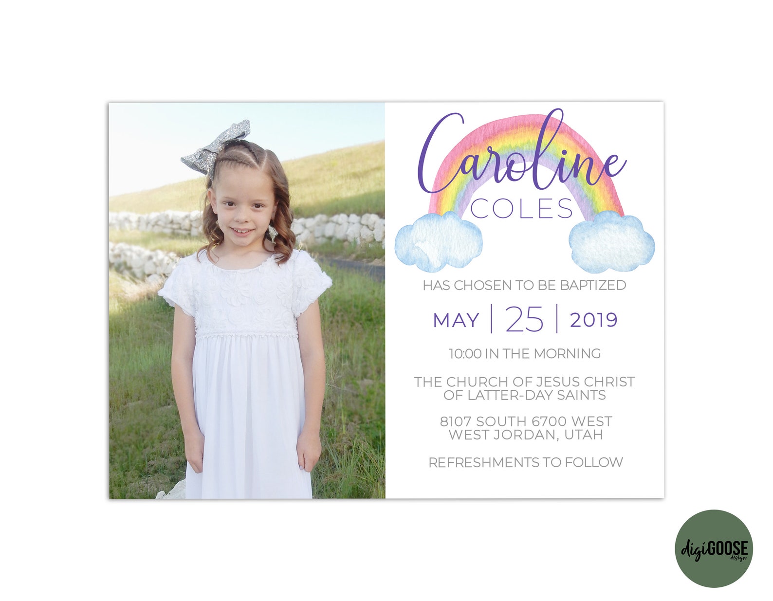 EDITABLE, LDS Baptism Invitation Template, Printable Baptism ...