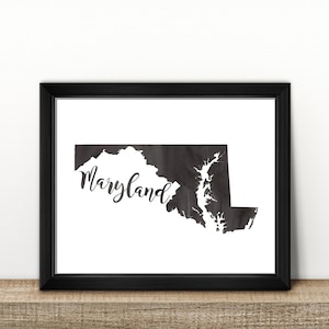 CLEARANCE // MARYLAND state map // Watercolor art print // Wall Art // Maryland painting // US state map print // Home Decor // brush