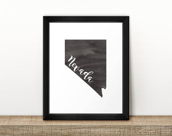 CLEARANCE // NEVADA state Map // Watercolor art print // Poster // Travel // Wall Art // Nevada painting // US state map print // Home Decor