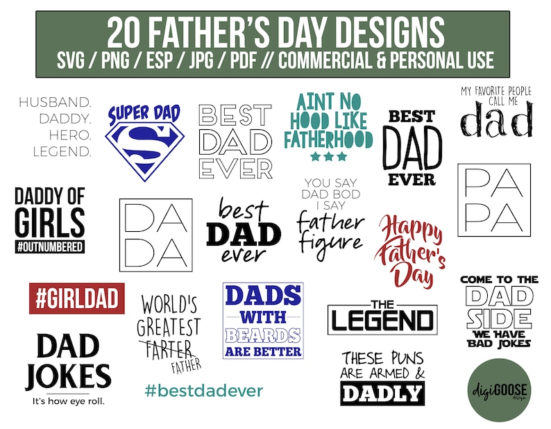 Download Dad Svg Bundle Of 20 Fathers Day Svg Best Dad Ever Svg Png Etsy PSD Mockup Templates
