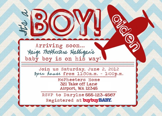 Printable Vintage Airplane baby shower invitation A Custom | Etsy Printable Vintage Airplane baby shower invitation A Custom | Etsy