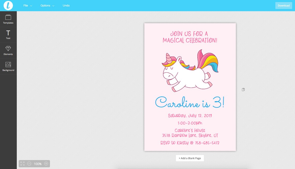 EDITABLE UNICORN Invitation Printable Unicorn Invite | Etsy