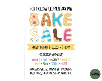 EDITABLE Bake Sale Flyer PTA PTO School Fundraiser Church Charity Event Invite Cake Sale Template Printable Instant Download Neighborhood