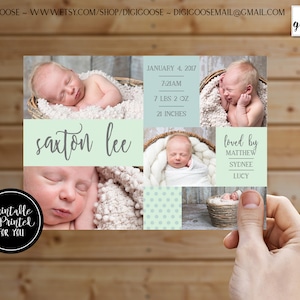 BIRTH ANNOUNCEMENT // Boy Birth Announcement // Baby Boy Announcement // baby announcement // collage baby card // printable // printed