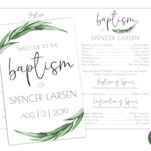 EDITABLE, LDS Baptism Program Template, Printable Baptism Program, Lds boy baptism, Lds baptism, DIY, Editable Template, Neutral, Greenery