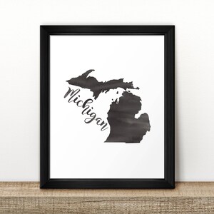 CLEARANCE // MICHIGAN state map // WATERCOLOR print // Poster // Travel // Wall Art // Michigan painting // Us state map print // Home Decor