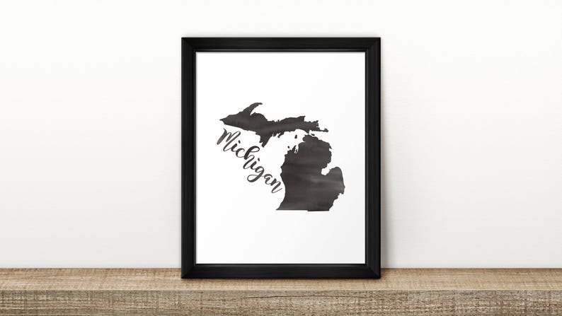 Michigan Pdf Frame CLEARANCE // MICHIGAN State Map // WATERCOLOR Print // Poster // Travel ...