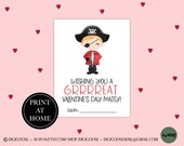 Cute Valentine Card Printable / Valentine Printables for Kids / Instant Download / School Valentine Cards for Kids / Pirate Valentine / Boy