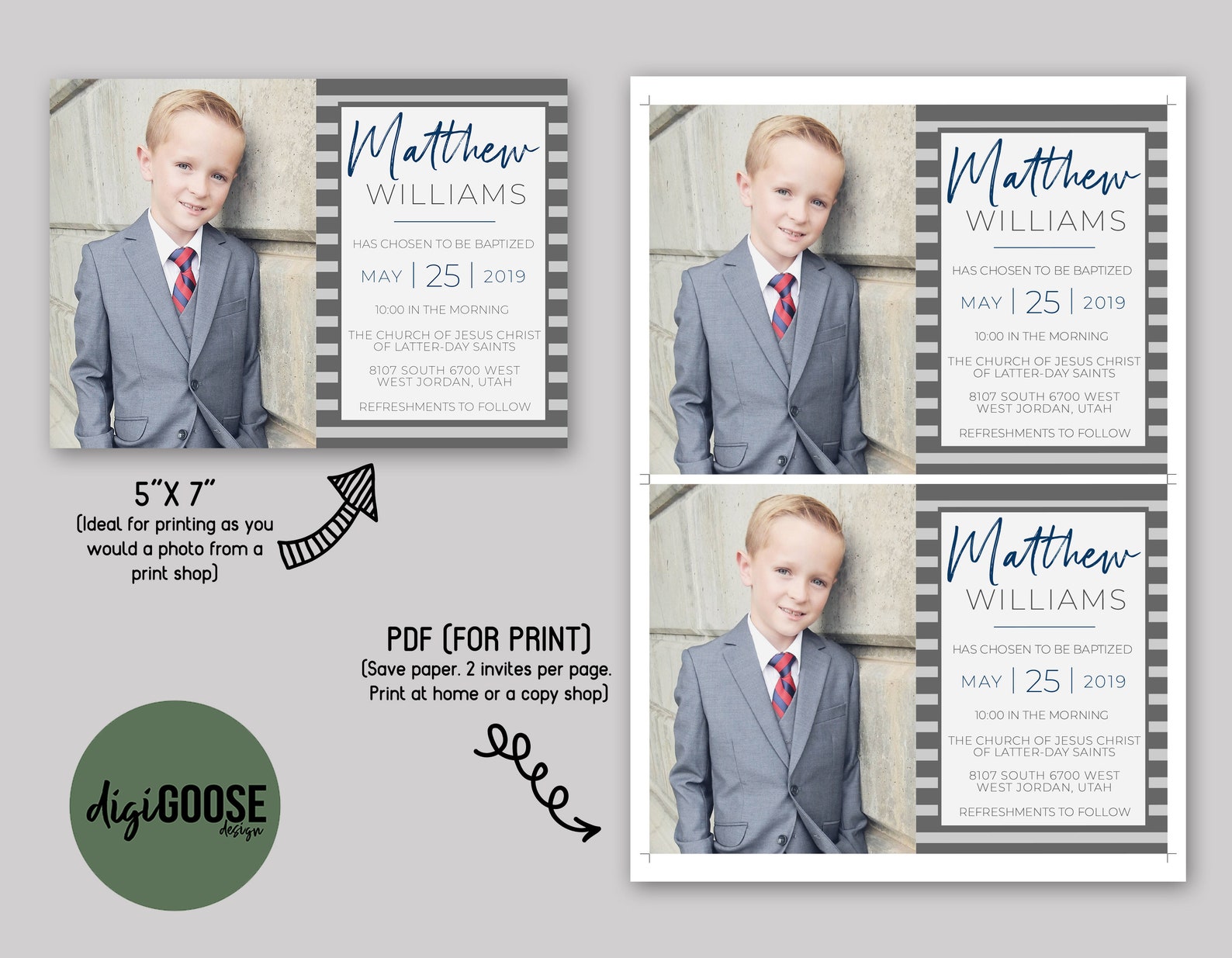 EDITABLE LDS Baptism Invitation Template Printable Baptism - Etsy