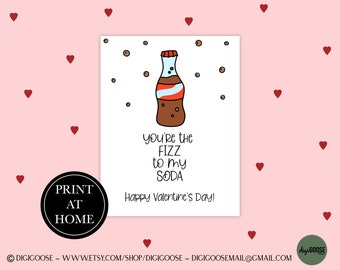 Cute Valentine Card Printable / Valentine Printables for Kids / Instant Download / School Valentine Cards for Kids / Soda / Pop Valentines
