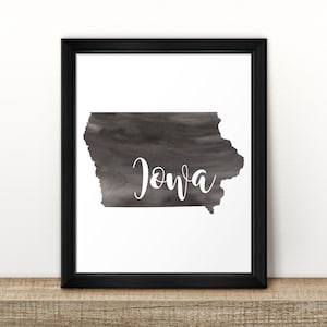 CLEARANCE // IOWA state map // Watercolor art print // Poster // Travel // Wall Art // Iowa painting // US state map print // Home Decor