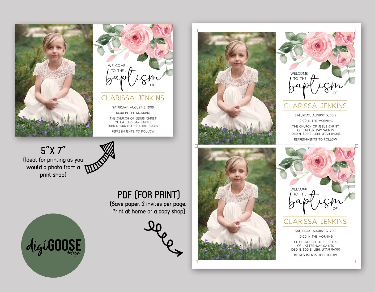 EDITABLE, LDS Baptism Invitation Template, Printable Baptism ...