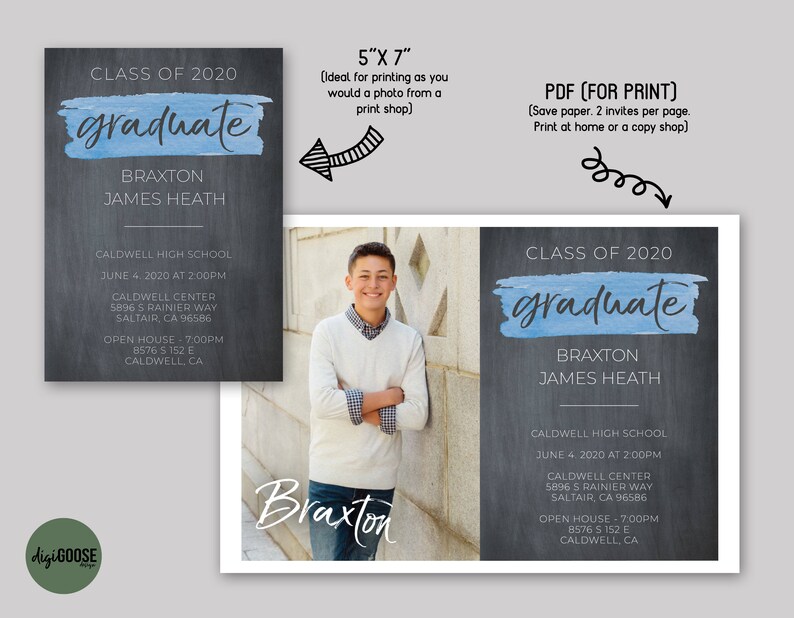 Photo Graduation Announcement EDITABLE Graduation Party Invitation Graduation Announcement Instant Download Graduation Invitation DIY