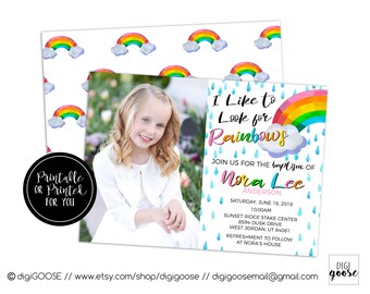 SAME DAY // Baptism invitation // Baptism announcement // LDS baptism // Girl Baptism invitation // Printable // I Like to Look for Rainbows