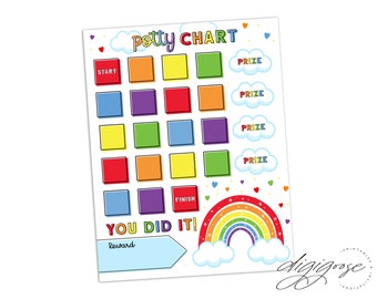 SALE! Instant Download. PRINTABLE Potty Chart, Kids Potty training chart, Rainbow, Toddler chart, Potty train, sticker chart