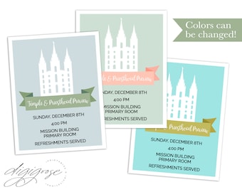 EDITABLE, LDS Temple and Priesthood preview, LDS Temple, Priesthood Preview, Neutral, Invitation, Invite, diy