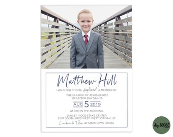 SAME DAY // Baptism invitation // Baptism announcement // LDS baptism // Boy Baptism invitation // Printable // Blessing // Christening
