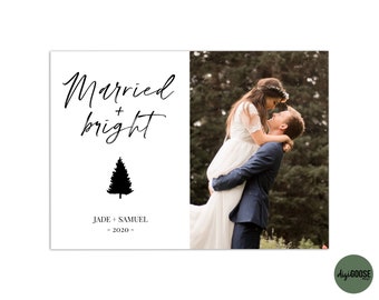 EDITABLE // TEMPLATE // Married Bright // Christmas Card Template // Christmas Card Template // Holiday Card // Fully editable // Wedding