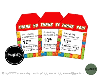 Building blocks Birthday Favor tags // Party thank you // Blocks Birthday Printables // Building Block Party // Blocks party