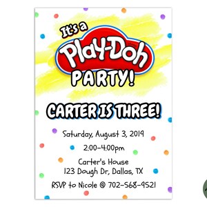EDITABLE, Play-doh Party Invitation TEMPLATE, Printable Playdoh Invite ...