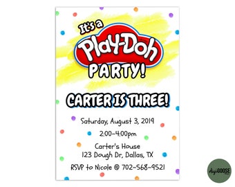 EDITABLE, Play-doh Party Invitation TEMPLATE, Printable Playdoh Invite, Play doh Party, Playdough Birthday, Editable, DIY, Instant Download