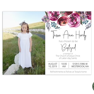 EDITABLE, LDS Baptism Invitation Template, Printable Baptism Announcement, Lds girl baptism, Lds baptism, DIY, Instant Download