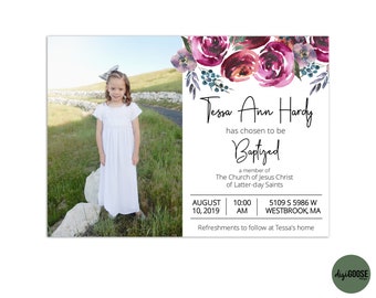 EDITABLE, LDS Baptism Invitation Template, Printable Baptism Announcement, Lds girl baptism, Lds baptism, DIY, Instant Download